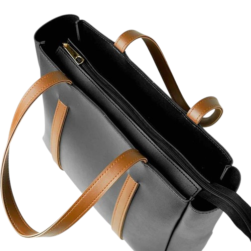 Classic Leather Tote – Black & Tan