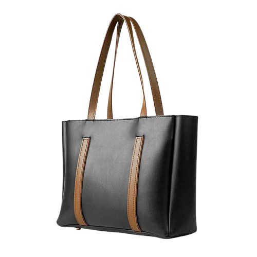Classic Leather Tote – Black & Tan