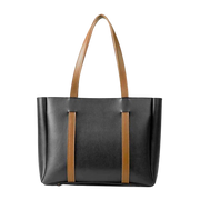 Classic Leather Tote – Black & Tan
