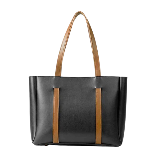 Classic Leather Tote – Black & Tan